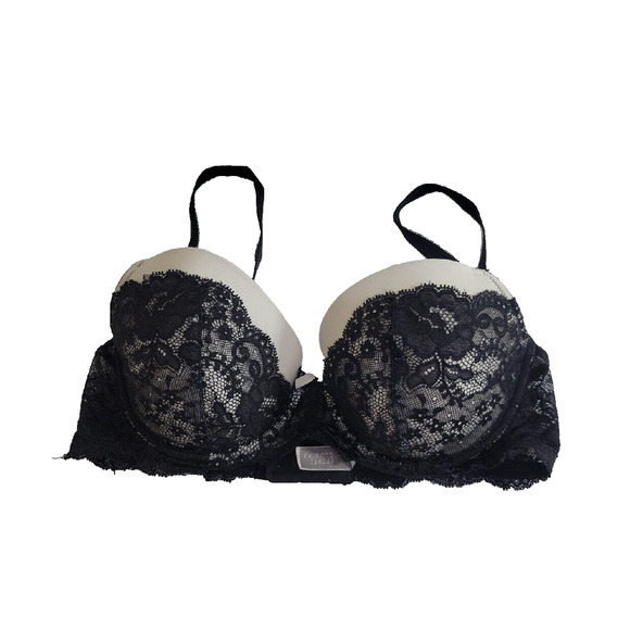 Victoria's Secret Dream Angels Black & White Lace Lined Demi Underwire Bra 34D - Picture 1 of 8